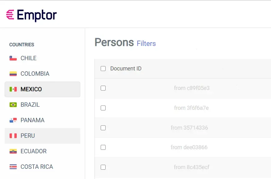 Screenshot showing how to select Mexico in the dashboard's country selector