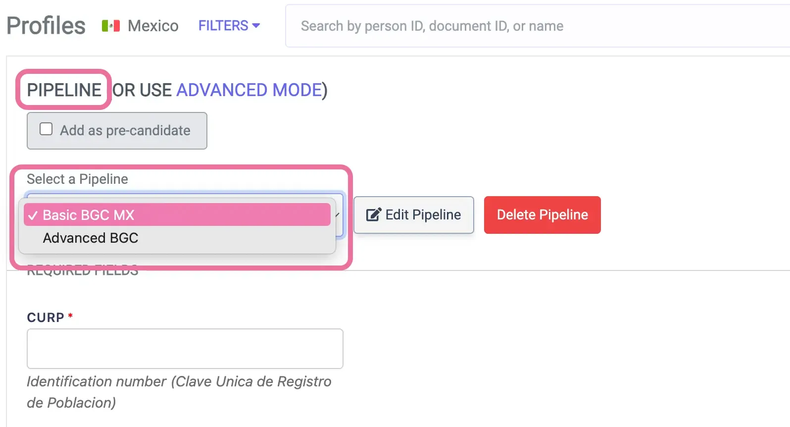 Verification pipelines selection
