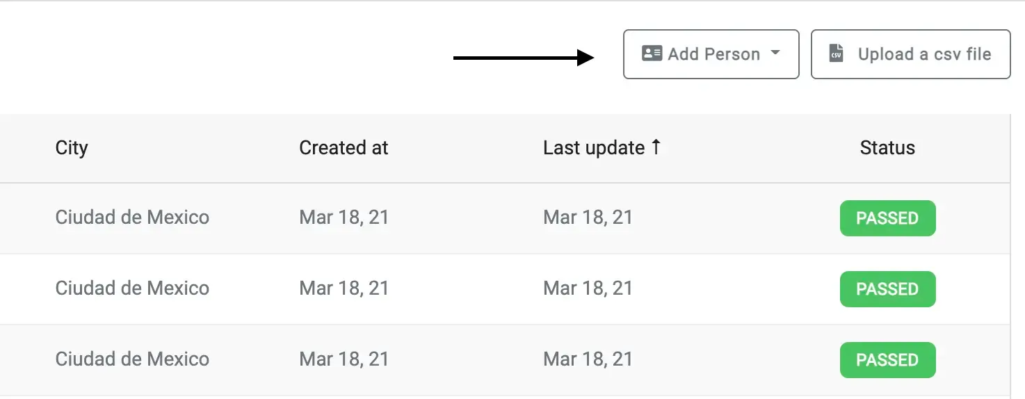 Screenshot of the 'Add Person' button in Emptor's Dashboard