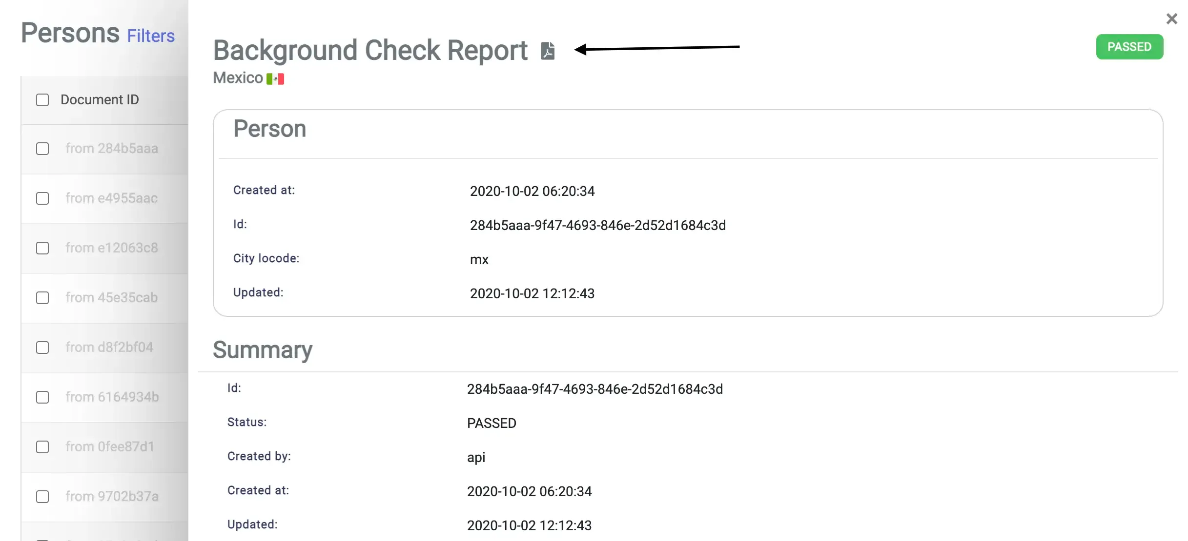 PDF download icon location
