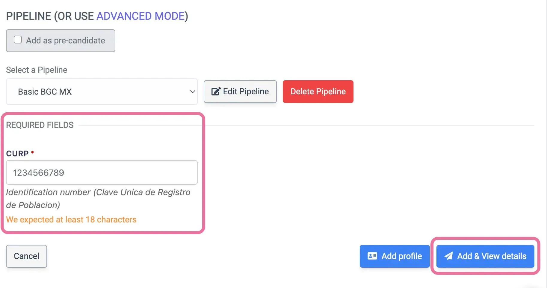 Review and finish button
