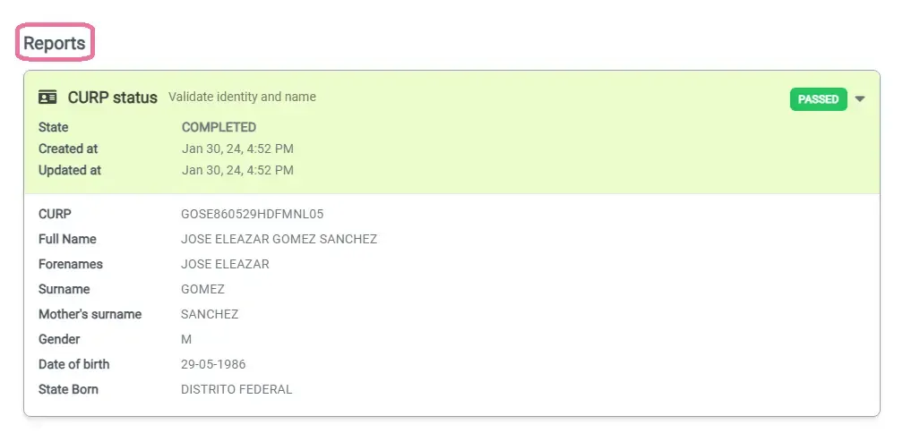 Detailed report list section